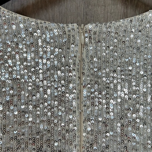 NEW Eliza J Women's Long Sleeve V Neck Evening Jumpsuit Silver Sequin - Picture 13 of 13